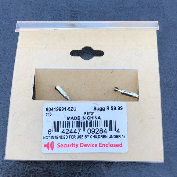 Pet Friends Dog Paw Print Gold Tone Faux Diamond Drop Earrings - Picture 2 of 5